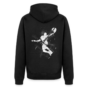 Basketball Basketball Player Dunking Grunge Splash - Unisex Premium Organic Zip Hoodie - black - Back - Nico (187cm)