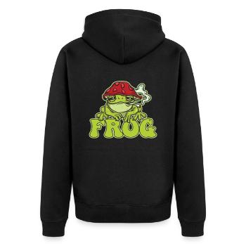 Pilzjagd-frosch-design Für Frosch-liebhaber - Unisex Premium Bio Zip Hoodie - Schwarz - Hinten - Nico (187cm)