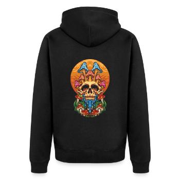 Pilzjagd-frosch-design Für Frosch-liebhaber - Unisex Premium Bio Zip Hoodie - Schwarz - Hinten - Nico (187cm)