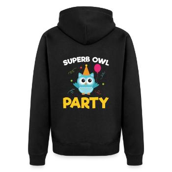 Tolle Eulenparty Für Alle Eulenfans - Unisex Premium Bio Zip Hoodie - Schwarz - Hinten - Nico (187cm)