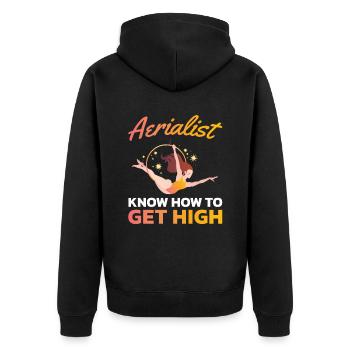 Aerial acrobats know how to get up. - Unisex Premium Organic Zip Hoodie - black - Back - Nico (187cm)