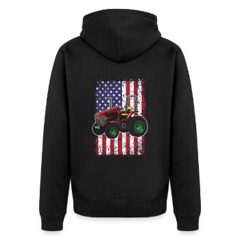 Drapeau américain Conception des agriculteurs locaux - Veste à capuche bio Premium Unisexe - noir - Dos - Nico (187cm)
