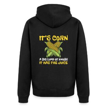 It's corn a big lump of buttons it has - Unisex Premium Organic Zip Hoodie - black - Back - Nico (187cm)