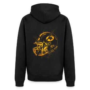 American Football Helm Grunge Splash USA Sport - Unisex Premium Bio Zip Hoodie - Schwarz - Hinten - Nico (187cm)