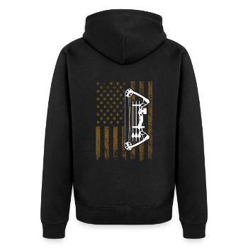 Bogenschießen Compound Bogen Design Für Bogen Fan - Unisex Premium Bio Zip Hoodie - Schwarz - Hinten - Nico (187cm)