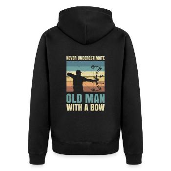Never underestimate the old man with the - Unisex Premium Organic Zip Hoodie - black - Back - Nico (187cm)