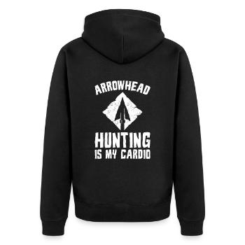 Pfeilspitzenjagd Ist Meine Kardio Für - Unisex Premium Bio Zip Hoodie - Schwarz - Hinten - Nico (187cm)