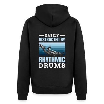 Leicht Ablenkbare Rhytmische Trommeln Für - Unisex Premium Bio Zip Hoodie - Schwarz - Hinten - Nico (187cm)