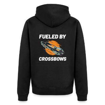 Fueled by Crossbows for all crossbow fans - Unisex Premium Organic Zip Hoodie - black - Back - Nico (187cm)