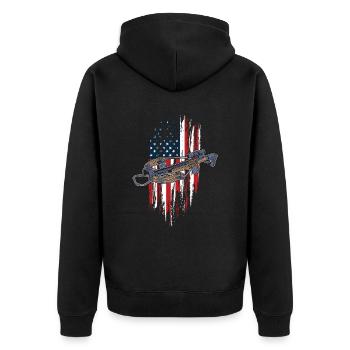 Funny Crossbow Archer Bow with - Unisex Premium Organic Zip Hoodie - black - Back - Nico (187cm)