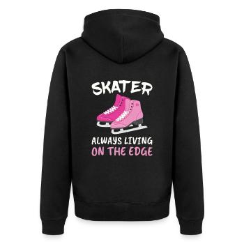 Eiskunstläuferin Lebt Immer Am Rande Des Abgrunds - Unisex Premium Bio Zip Hoodie - Schwarz - Hinten - Nico (187cm)