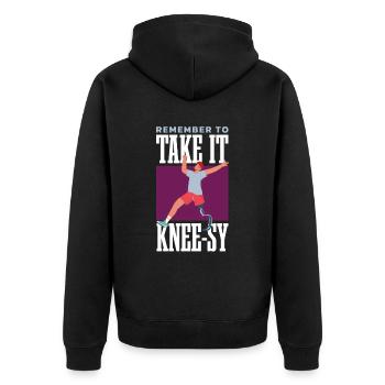 Denken Sie Daran, Für Alle Sportfans Das Knie Zu - Unisex Premium Bio Zip Hoodie - Schwarz - Hinten - Nico (187cm)