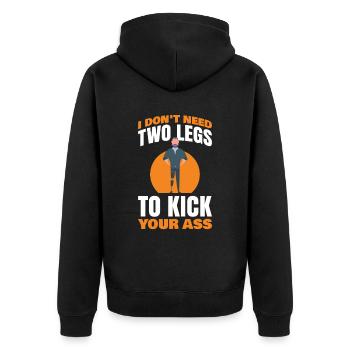 Ich Habe Keine Zwei Beine, Um Dich Zu Treten - Unisex Premium Bio Zip Hoodie - Schwarz - Hinten - Nico (187cm)