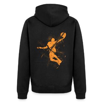 Basketball Basketball Player Dunking Grunge Splash - Unisex Premium Organic Zip Hoodie - black - Back - Nico (187cm)