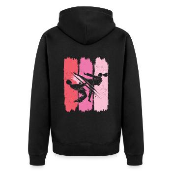 Lustiges Retro-karate-kampfsport-design - Unisex Premium Bio Zip Hoodie - Schwarz - Hinten - Nico (187cm)