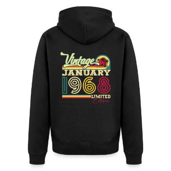 Né en 1968 Janvier 55e anniversaire Homme cadeau - Veste à capuche bio Premium Unisexe - noir - Dos - Nico (187cm)