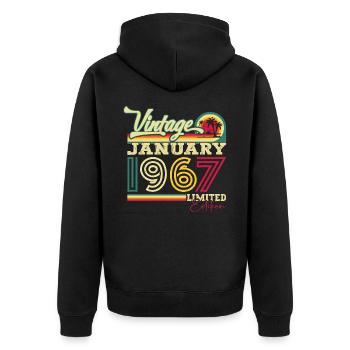 Né en 1967 Janvier 56e anniversaire Homme cadeau - Veste à capuche bio Premium Unisexe - noir - Dos - Nico (187cm)