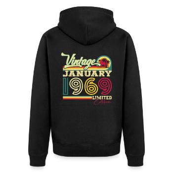 Né en 1969 Janvier 54e anniversaire Homme cadeau - Veste à capuche bio Premium Unisexe - noir - Dos - Nico (187cm)