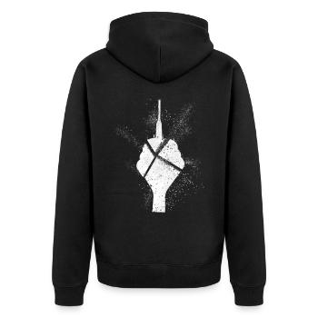 Dusseldorf Allemagne TV Tower Grunge Splash - Veste à capuche bio Premium Unisexe - noir - Dos - Nico (187cm)