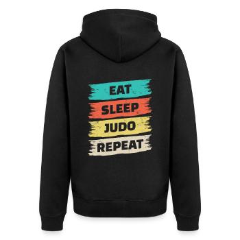 Eat Sleep Judo Repeat for Judo Sport Fan - Unisex Premium Organic Zip Hoodie - black - Back - Nico (187cm)