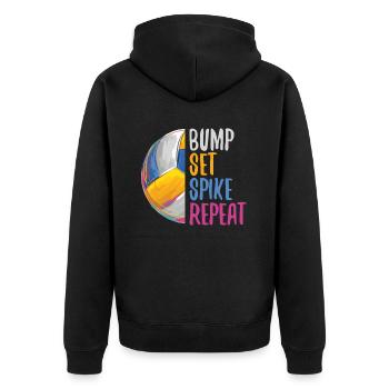 Bump Set Spike Repeat Für Volleyball-fans - Unisex Premium Bio Zip Hoodie - Schwarz - Hinten - Nico (187cm)