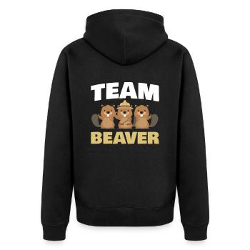 Team Beaver Für Beaver Fan - Unisex Premium Bio Zip Hoodie - Schwarz - Hinten - Nico (187cm)