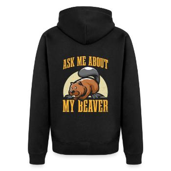 Ask me about my Beaver For Beaver fan - Unisex Premium Organic Zip Hoodie - black - Back - Nico (187cm)