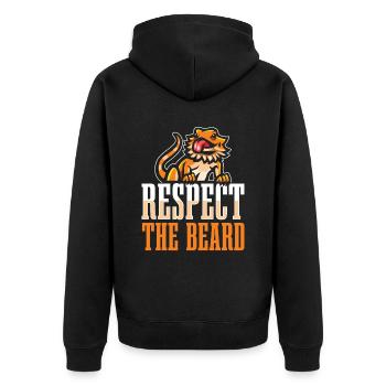 Respektiere Den Bart Für Alle Lizard Fans - Unisex Premium Bio Zip Hoodie - Schwarz - Hinten - Nico (187cm)
