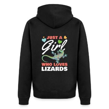 Nur Ein Mensch, Der Eidechsen Liebt - Unisex Premium Bio Zip Hoodie - Schwarz - Hinten - Nico (187cm)