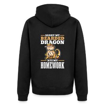 Désolé, mon dragon barbu a mes devoirs - Veste à capuche bio Premium Unisexe - noir - Dos - Nico (187cm)