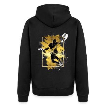 Basketball Basketball Player Dunking Gold Splash - Unisex Premium Organic Zip Hoodie - black - Back - Nico (187cm)