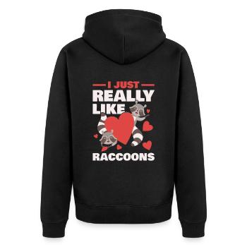 J’aime les ratons laveurs pour tous les fans de ratons laveurs - Veste à capuche bio Premium Unisexe - noir - Dos - Nico (187cm)