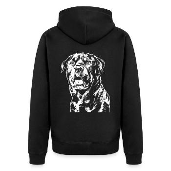 Un Rottweiler dans le style de conception de logo typique. - Veste à capuche bio Premium Unisexe - noir - Dos - Nico (187cm)