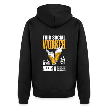Sozialarbeiter Braucht Einen B... - Unisex Premium Bio Zip Hoodie - Schwarz - Hinten - Nico (187cm)