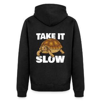 Slow walking for all Turtle fans - Unisex Premium Organic Zip Hoodie - black - Back - Nico (187cm)