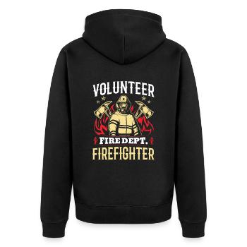 Freiwillige Feuerwehr, Feuerwehrmann - Unisex Premium Bio Zip Hoodie - Schwarz - Hinten - Nico (187cm)