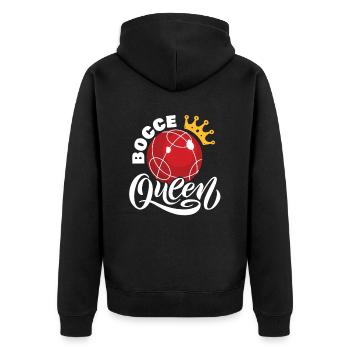 Bocce Königin Für Alle Boule Bocce Ball Fan - Unisex Premium Bio Zip Hoodie - Schwarz - Hinten - Nico (187cm)