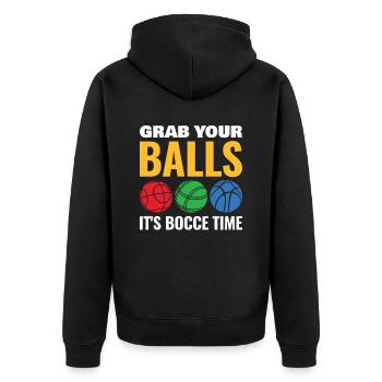 Take your balls, it's bocce time - Unisex Premium Organic Zip Hoodie - black - Back - Nico (187cm)