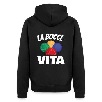 La Bocce Vita Für Alle Bocce-ball-fans - Unisex Premium Bio Zip Hoodie - Schwarz - Hinten - Nico (187cm)
