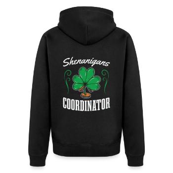 Shenanigans-koordinator Für St.-patrick's-day-fan - Unisex Premium Bio Zip Hoodie - Schwarz - Hinten - Nico (187cm)
