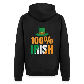 One hundred percent Irish for St. Patrick's Day fans - Unisex Premium Organic Zip Hoodie - black - Back - Nico (187cm)