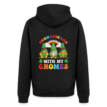 Shenanigans with gnomes for St.Patrick's Day fan - Unisex Premium Organic Zip Hoodie - black - Back - Nico (187cm)
