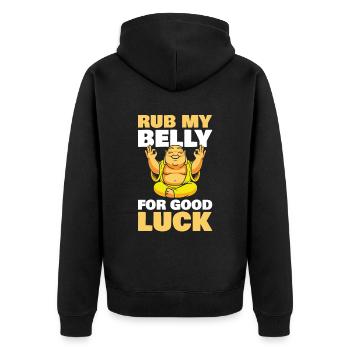 Frotter mon ventre comme porte-bonheur pour les fans - Veste à capuche bio Premium Unisexe - noir - Dos - Nico (187cm)