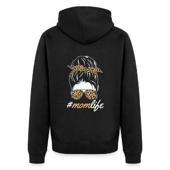 Mütterleben Für Alle Mütter - Unisex Premium Bio Zip Hoodie - Schwarz - Hinten - Nico (187cm)