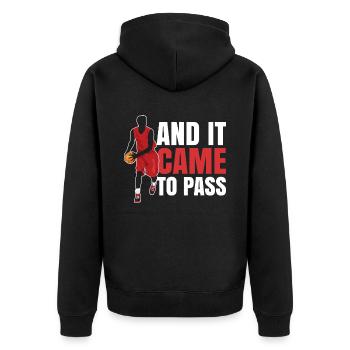 Und Für Den Sportkult-fan Ist Es Wahr Geworden - Unisex Premium Bio Zip Hoodie - Schwarz - Hinten - Nico (187cm)