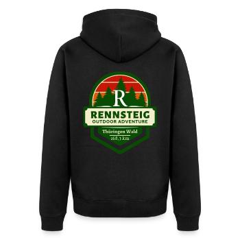 Rennsteig-Höhenweg des Thüringer Waldes - Unisex Premium Bio Zip Hoodie - Schwarz - Hinten - Nico (187cm)