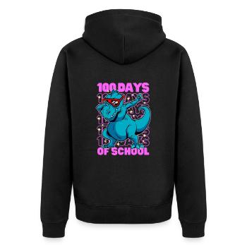 100 Tage Schulen Dinosaurier DAB T-REX Pink - Unisex Premium Bio Zip Hoodie - Schwarz - Hinten - Nico (187cm)