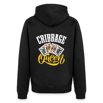 Cribbage Queen for card game fans - Unisex Premium Organic Zip Hoodie - black - Back - Nico (187cm)