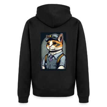 Katzenschreiber - Unisex Premium Bio Zip Hoodie - Schwarz - Hinten - Nico (187cm)