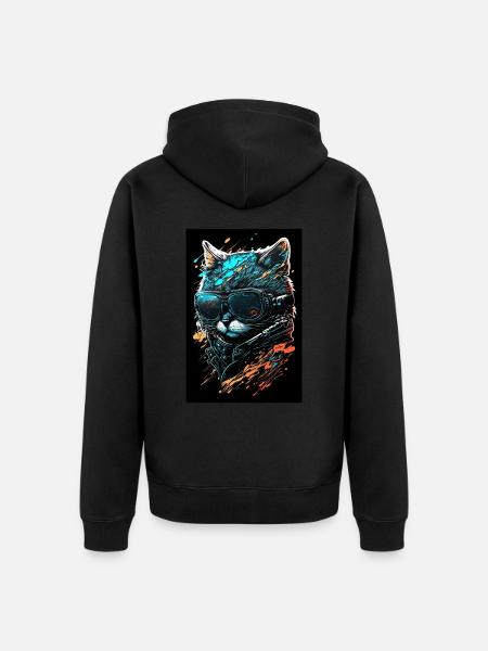 Cool Punk Cat - Unisex Premium Organic Zip Hoodie - black